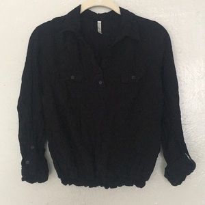DNA Couture Black Long Sleeve Ruffle Blouse